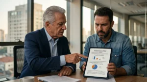 Advogado especialista explicando a legislação de seguro de carga obrigatório (RCTR-C e RC-DC) e Plano de Gerenciamento de Risco (PGR) para um dono de transportadora na Grande São Paulo.